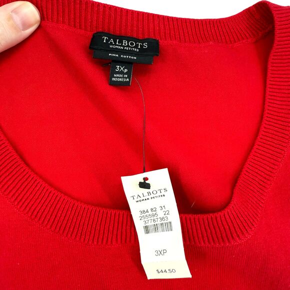 Talbots Sleeveless Knit Shell Vest Top 3XP PETITE Cotton Stretch Red Preppy NWT - Picture 7 of 13